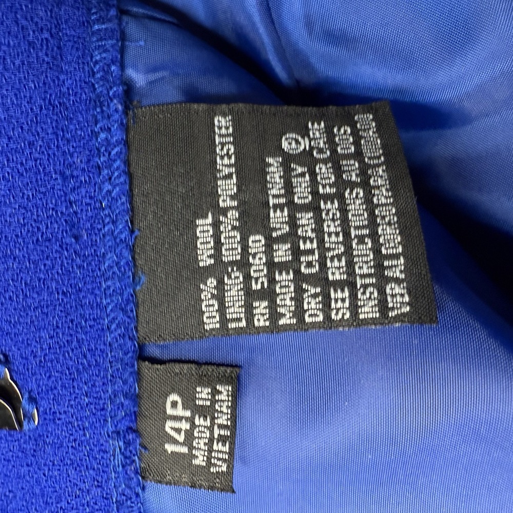 Kasper Blue Size 14P Wool Pencil Skirt Zipper Slit Lined Work Career Business - Picture 5 of 6